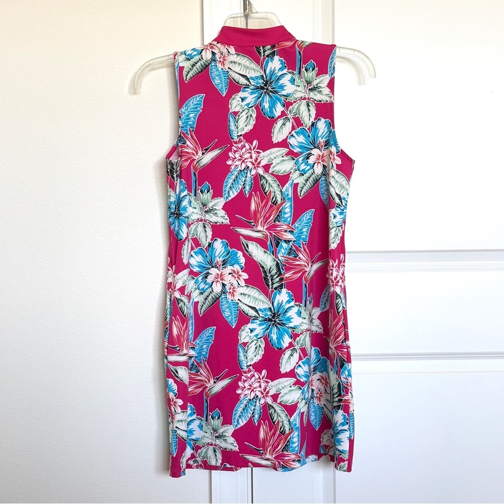 Tommy Bahama Sleeveless Tropical Floral Zip-Front Golf Dress with Shorts - Picture 2 of 8